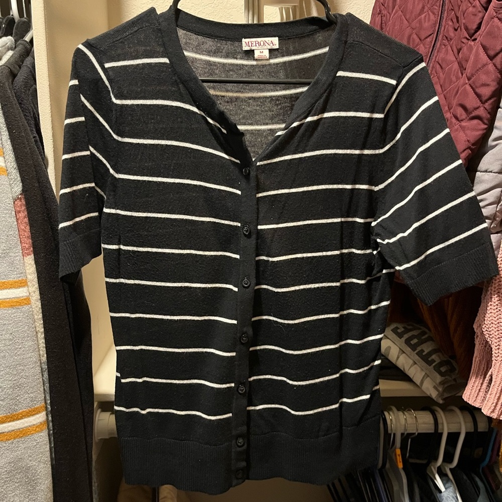 Merona/ Size Medium/ Black and White Button Up Sweater